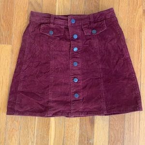 BURGUNDY CORDUROY SKIRT